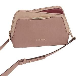 CROMIA Leather Chain Shoulder Bag Brown/Tan/Burgundy color